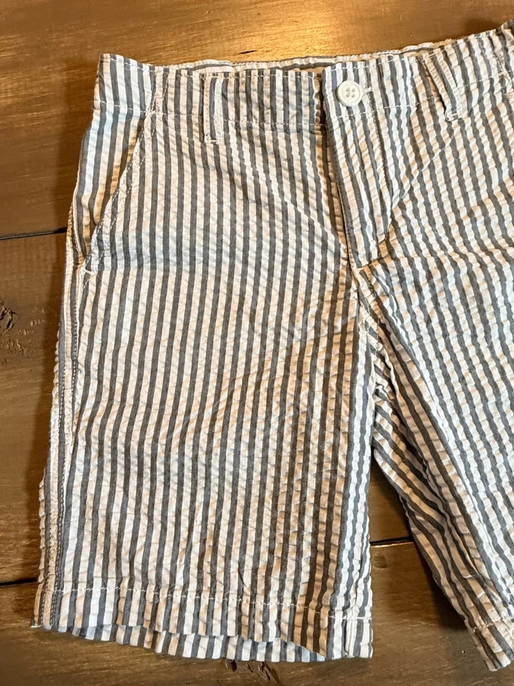 Gap Kids Blue White Seersucker Striped Pull-On‎ Shorts Elastic Waist Cotton Boys